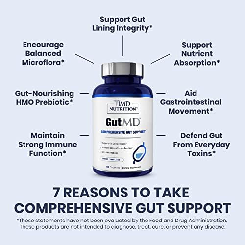 1MD Nutrition GutMD - L-Glutamine and Prebiotic for Gut Integrity | Promote Digestive Tract Health | 90 Capsules (2-Pack)