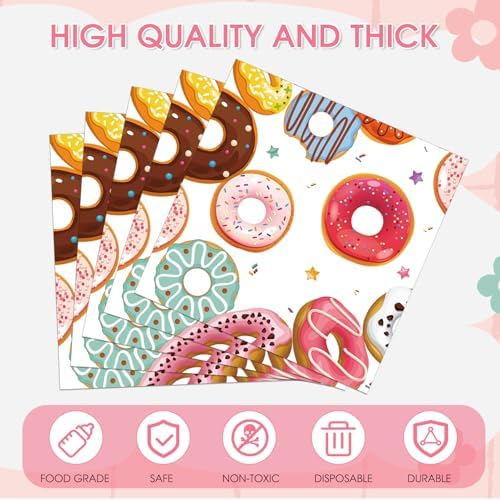 40 Pack Donut Napkins Disposable Colorful Candy Paper Napkins Perfect for Dinner Ice Cream Birthday Sprinkle Baby Show Sweet Treat