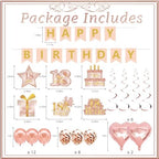 RTHPY 18th Birthday Decorations for Girls, It's My 18th Birthday Crown and Sash Pink Rose Gold 18th Cake Topper Banner Backdrop Balloons Hanging Swirls Happy 18 Years Old Party Supplies