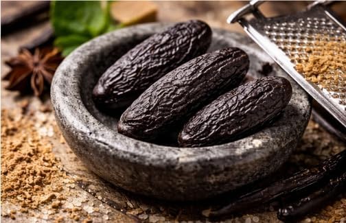 Premium Tonka Beans Whole – 3 Pieces | 100% Natural Dried Tonquin Beans | Intense Vanilla, Almond & Spice Aroma | Gourmet Baking & Desserts