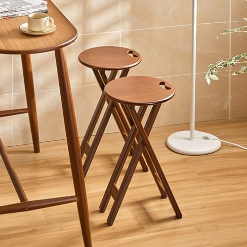 Solid Wood Counter Height Bar Stools Foldable Kitchen Stools Bamboo Barstools with Footrest Portable Stool with Built-In Handle Breakfast Stools 17 24 inch Wooden Stool for Outdoor/Indoor Home Bar(Sea