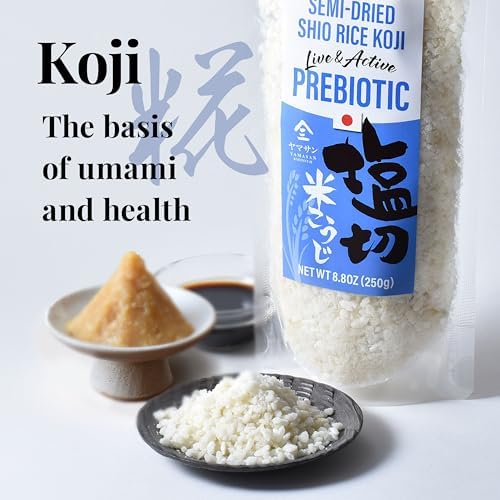YAMASAN KYOTO UJI Japanese Semi-Dried Shio Rice Koji, Live Koji Culture, Prebiotic, Add Umami to Your Dishes, Easy Fermentation at Home, No Need to Rehydrate, Gluten-Free, Soy-Free, Vegan, 250g(8.8oz)