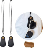 2 Pack Leather Glasses Holder Necklace with Snug Fit Slots. Eyewear Lanyard for Sunglasses & Reading Glasses, Sunglasses Case Secure Cutout Design Stylish Hands-Free Glasses Strap