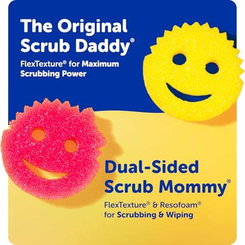 Scrub Daddy 4 Scrub Daddy Sponges & 4 Scrub Mommy Kitchen Sponges - Scratch-Free for Dishes & Multipurpose Cleaning - BPA Free & Made with Polymer Foam - Stain & Odor Resistant (8 Pack)