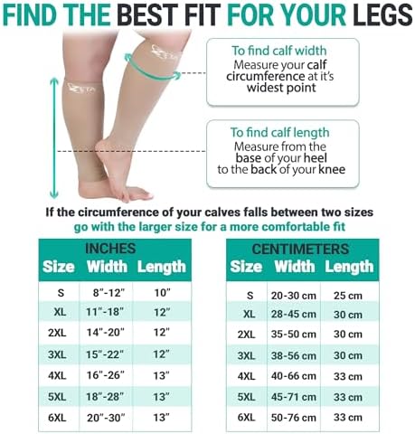Zeta Wear Plus Size Compression Sleeves 15-19mmHg Medical Grade Wide Calf
