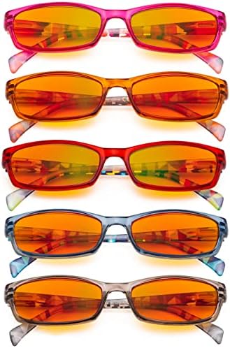 Eyekepper 5 Pack Computer Glasses Digital Eye Strain Prevention Blue Light Filter Reading Glasses Orange Tinted +1.50