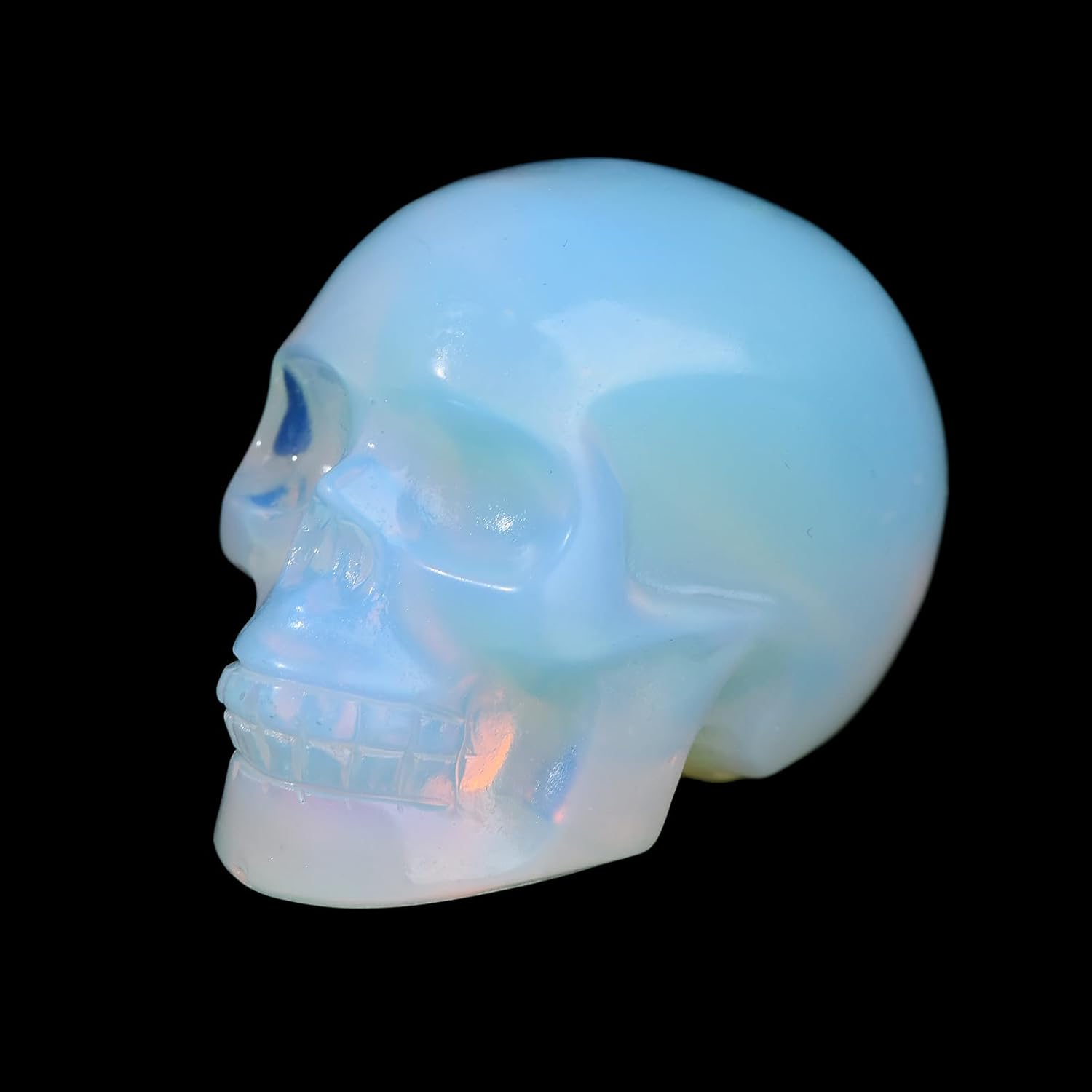 2.0" Opal Skull Decor Statue Crystals and Healing Stones Skull Figurine Polished Gemstones Bedroom Office Desk Halloween Decoration