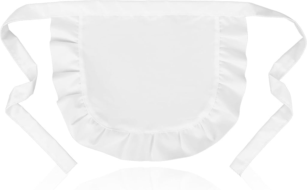 Trinkrittey Cosplay Waist Apron, White Cosplay Waist Apron Puffy Tight Costume Half Apron White Apron Party Cosplay Costumes Dress Accessory Kitchen Party Favors Maid Half Apron for Women Girls