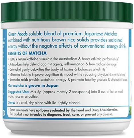 Green Foods Organic Ceremonial Grade Matcha Green Tea from Japan 5.5oz