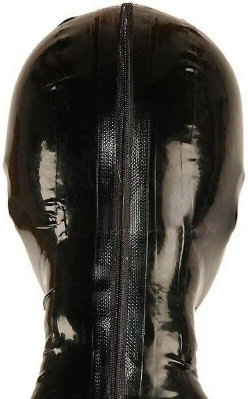 Transparent Purple Latex Hood with Breath Control Hole for Playing Suffocating Rubber Mask Club Party Wear