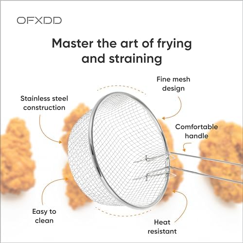 Deep Wire Basket for Cooking - Pack of 2 - Commercial Stainless Steel Fry Baskets With Handle - Deep Fryer Strainer - 7 Inches