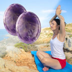 2PCS Thumb Worry Stone Natural Chakra Crystals Healing Stones Energy Stone for Anxiety, Stress, Calm Stripe Meditation (Amethyst)