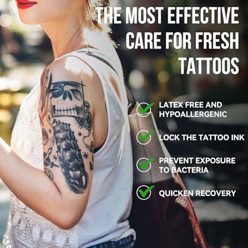 Pamiou Second Skin Tattoo Cover Up Patch Tatoo Aftercare - 6 Inches x 2 Yards Tattoo Wrap, Breathable, Waterproof, Transparent, Latex-Free Film, Protective Tape for Skin Recovery
