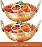 Heavy-Duty Premium Stainless Steel Karahi with Copper Bottom, Multipurpose Indian Serveware, Set of 2 Kadhai, 5 Inches