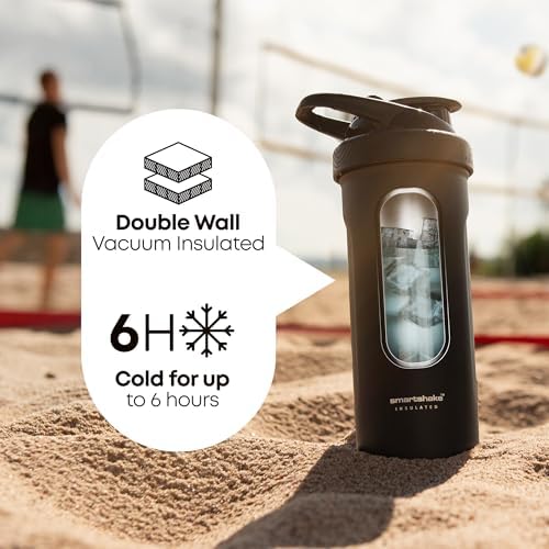 Smartshake Insulated Stainless Steel Blender Shaker Cup for Protein Mixes, Shakes and Pre Workout – 750ml 25oz Double-Walled Vacuum Insulated Water Bottle for Cold Drinks – BPA-Free (Dusty Plum)