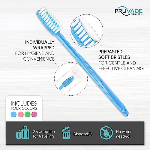 144 Pack Disposable Toothbrushes with Toothpaste Built in - Prepasted Toothbrushes Individually Wrapped - Single Use Waterless Tooth Brush with Soft Bristles - Bubblegum Flavor/Kids
