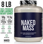 NAKED Mass - Natural Weight Gainer Protein Powder - 8 LB Bulk, NSF Certified, GMO Free, Gluten Free & Soy Free. No Artificial Ingredients - 1,250 Calories per Serving