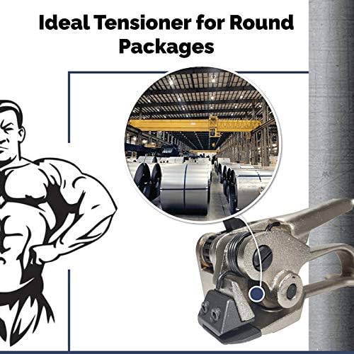 IDL Packaging S-246 Deluxe Pusher Tensioner for 3/8" to 3/4" Steel Strapping - Perfect for Both Round and Flat Packages - Heavy-Duty Steel Strapping Tool with Long Service Life