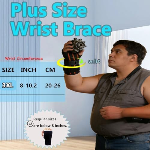 King Mills Plus Size Wrist Brace - Extra Large Resting Hand Splint Carpal Tunnel Support for Carpal Tunnel, Arthritis, Wrist Immobilizer. (Right Hand Only)