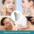 2Pcs Gua Sha Facial Tools Guasha for Face - Stainless Steel Gua Sha Tool - Massager Tool for Jawline & Chin,Fascia Massage Tool, Lymphatic Drainage Massager a