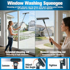 XANGNIER Window Cleaning Kit Tool with Storage Bucket,Window Washing Kit with Extension Pole,Professional Windows Washer Cleaner Squeegee Kits,Commercial&Household Use,Indoor&Outdoor High Windows