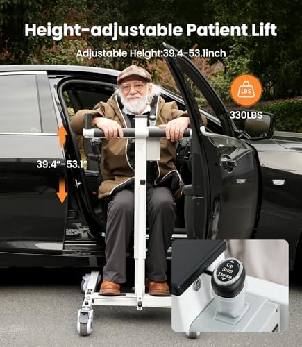 VOCIC Electric Transfer Lift for Car, Portable Folding Patient Lift Transfer Chair, Electric Assist Lift Aid for Seniors, Adults, AY06