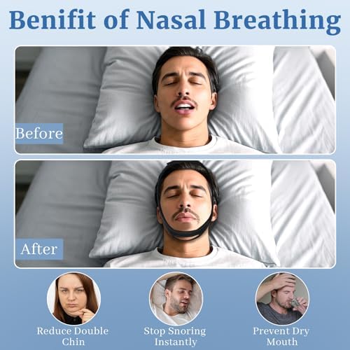 Snoring Chin Strap for Users, 2 Pack Adjustable Jaw Support Chin Strap to Keep Mouth Closed, Soft Snoring for Men Women, Lightweight Reusable, Snoring Dry Mouth, Easy Using
