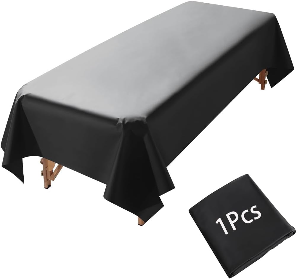 Massage Table Sheet, 87 x 51" PVC Reusable Wax Mat Pad Waterproof Massage Bed Cover Sheet (1Pcs Black)