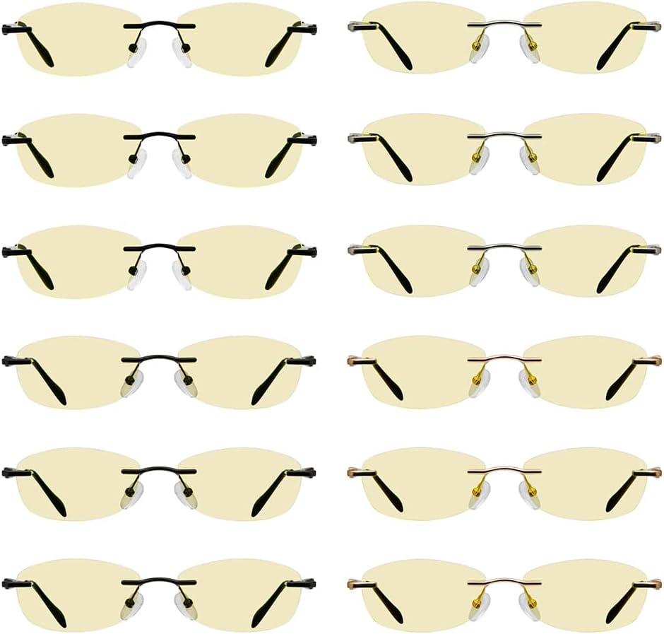 Eyekepper 12 Pack Blue Light Blocking Reading Glasses Yellow Tinted Computer Readers Women Rimless +2.00