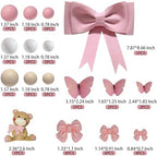 42PCS Pink Bow Bear Cake Toppers Butterfly Balls Cake Decorations Bowknot Cupcake Toppers for Girls Birthday Baby Shower Party Supplies