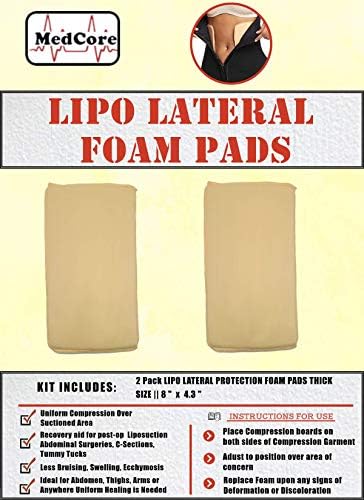Medcore Lipo Abdominal Side Foam Pads. Use with Surgery Compression Garments Post Liposuction, Tummy Tuck, C-Section - Lateral Recovery Boards