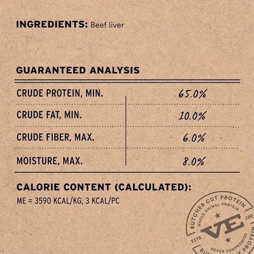 Vital Essentials Freeze Dried Dog Treats | Beef Liver, Single Ingredient | Premium Quality | Grain Free Training Treats for Dogs, 2.1 oz Bag