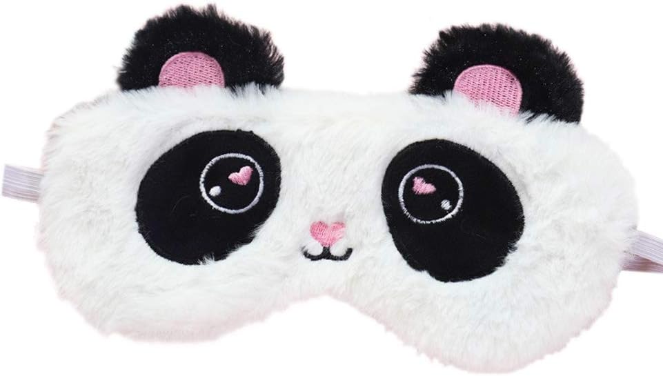 Shinywear Cute Rabbit Sleeping Eye Mask Plush Blindfold Travel Sleep Masks Super Soft Funny Eye Cover for Kids Girls and Adult (Black White Panda)