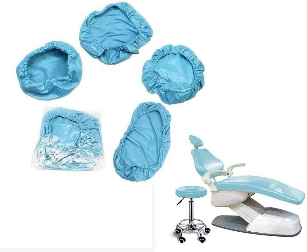 4Pcs/Set - Protective Full Dental Chair Cover Advanced Milk Silk - Dental PU Leather Unit Dental Chair Seat Cover Chair Cover Elastic Waterproof Protective Case Protector(Color:Sky Blue)