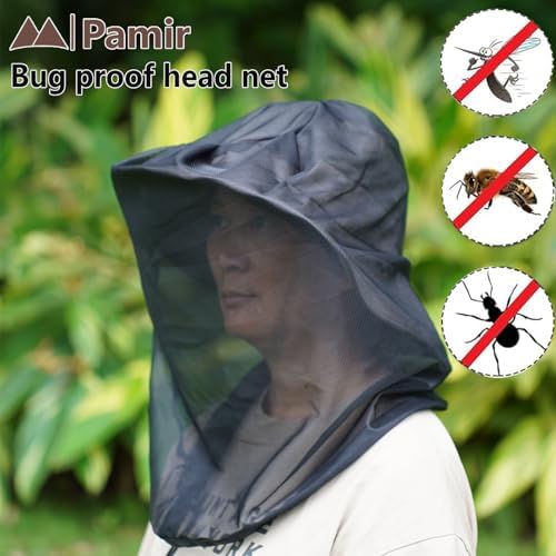 4 Pack Mosquito Head Net Mesh Bug Net for Head - Fits Over Hats Insect Shield Face Cover Mask, Breathable Fine Mesh for Fishing Hiking Camping Gardening Men Women (Black)