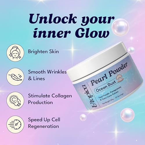 Utopica Pearl Powder for Skin - Natural Freshwater Pearl Powder for Face - For Cosmetic DIY Face Masks - Antioxidant, Deep Cleansing, Pore Shrinking - 60 Grams Polvo de Perlas Puro