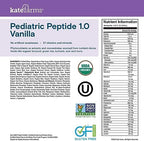 KATE FARMS Organic Pediatric Peptide 1.0 Formula, Vanilla, Sole-Source Hydrolyzed Plant-Based Nutrition for Oral or Tube Feeding, 8.45 oz (12 pack)