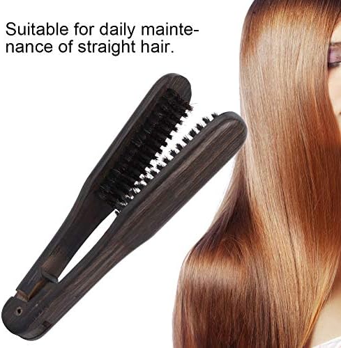 Professional Hairdressing Comb, Clamp Brush for Straightening Hair, Hair Styling Tool, Double Brushes Wooden Anti-static Hair Straightener Tool