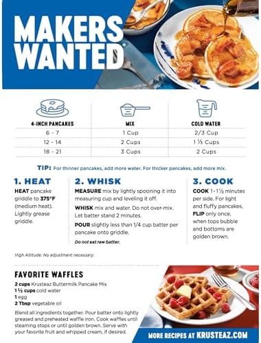 Krusteaz Light and Fluffy Buttermilk Complete Pancake Mix, Waffle and Pancake Mix, Just Add Water, 32 oz Box