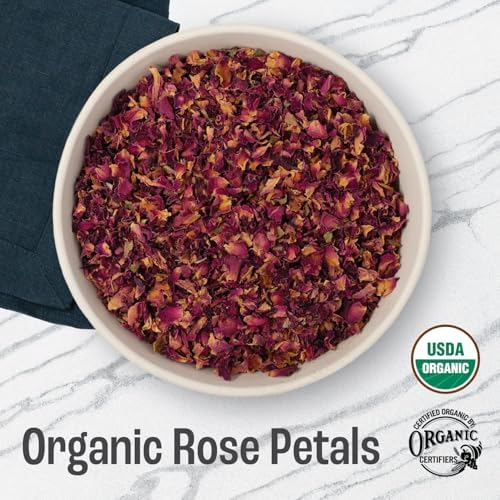 J MAC BOTANICALS, Organic Rose Petals (4 oz) Certified USDA Organic, edible, culinary grade dry rose petal, herbal tea, cooking and crafts