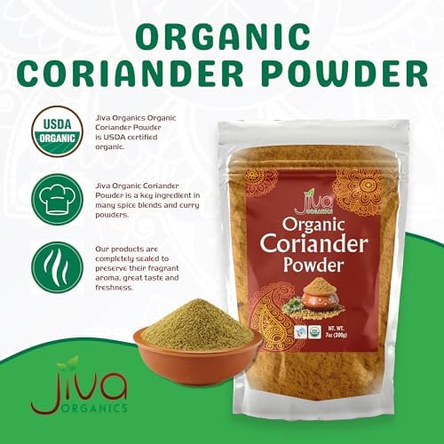 Jiva Organics Organic Coriander Powder 7 Oz - Non-GMO, Pure, Lab Tested - Dhania, Coriander Seeds Ground