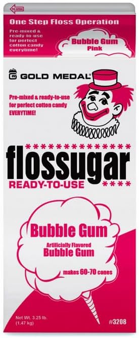 Cotton Candy Floss sugar Mix Flavors | Pack Of 3 | Orange, Bubble Gum, and Wacky Watermelon Flavors | 1/2 Gallon Cartons