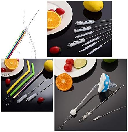 Long Straw Brush Cleaner (10 Pack), Flexible Nylon Tube Cleaning Brushes with 0.4" Bristles, Rust-Proof Stainless Steel Wire Washer for Reusable Tumblers, Sports Bottles & Pipes (10 Inch)