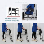 Walking Frame,Folding Walker Adjustable Front Wheeled Support with 2 Wheels Handbrake Seat for Elderly Disabled Yearn for
