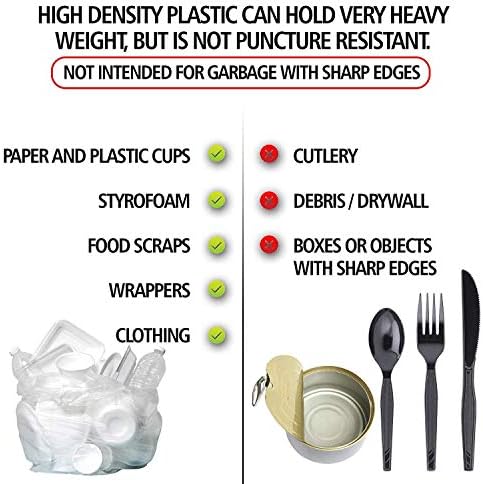 Aluf Plastics High Density Trash Bags, 60 Gallon, 200 Count, 14 Micron (eq), 38" x 60", Clear, for Bathroom, Office, Industrial, Commercial, Janitorial, Municipal, Recycling