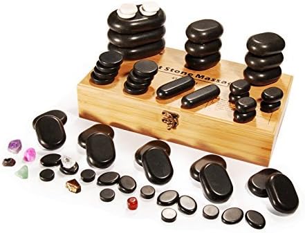 Master Massage 60-Piece Deluxe Hot Stone Set including Basalt Volcano Rocks, Marble Cold Stones, and Chakra Balancing Tools - Ultimate All-in-One Package Kit for Hot Stone Massage Therapy