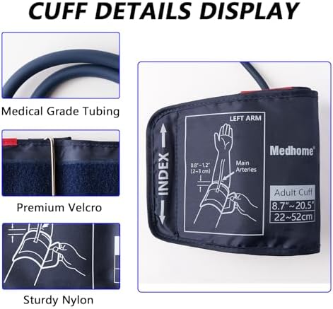 Extra Large Blood Pressure Cuff Upper Arm 8.7"-20.5"(22-52cm) XL Replacement BP Cuff for Big Arms Adult Cuff with 8 Connectors Compatible with Omron and Other Brands BP Monitors
