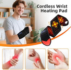 Cordless Wrist Hand Heating Pad Massage for Pain Relief, Rechargeable Heated Wrist Brace for Carpal Tunnel, Red Light Therapy Heated Wrist Massager Wrap for Arthritis, Black