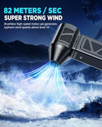 Compressed Air Duster, 360000RPM Powerful Electric Air Duster with Brushless Motor, 5-Gear Rechargeable Cordless Air Blower Turbo Fan, Mini Jet Dry Blower for PC, Keyboard, Snow, Car, Outdoors