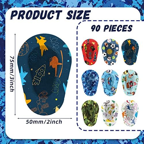 Toulite 90 Pcs Adhesive Eye Patches for Kids Boys Breathable Boy Eye Patch Bulk Cute Adhesive Bandages for Amblyopia Light Blocking Lazy Eyes Toddler Boys Girls, 9 Styles